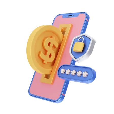 Secure Dollar Payment  3D Illustration