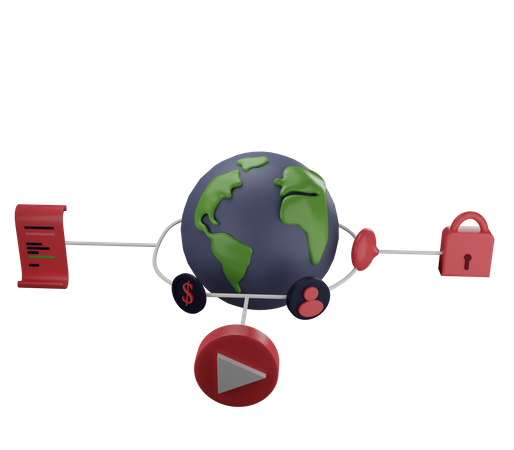 Secure Global Networking  3D Illustration