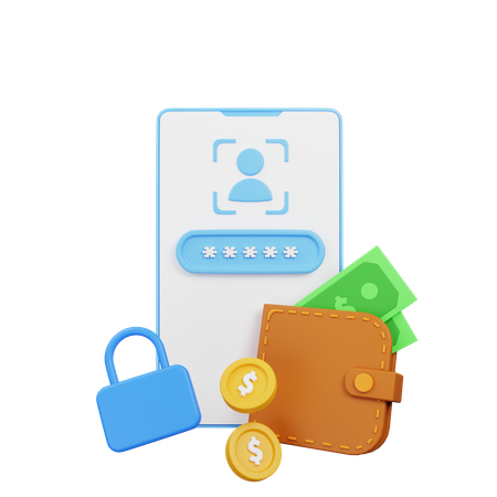 Secure Mobile Banking  3D Icon