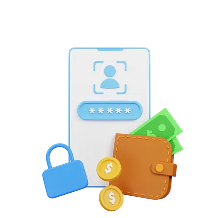 Secure Mobile Banking  3D Icon