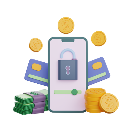 Secure Mobile Payment  3D Illustration