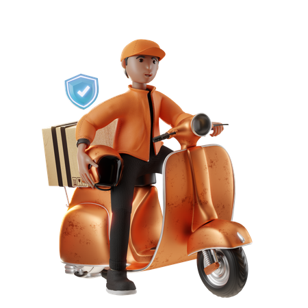 Secure Scooter Delivery  3D Illustration