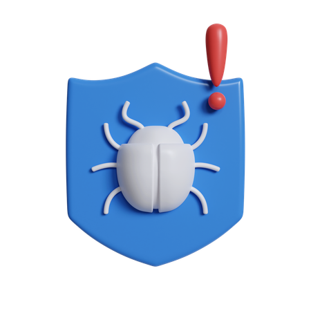 Security Shield With Bug  3D Icon