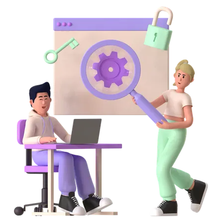 Seo Specialist Working Together  3D Illustration