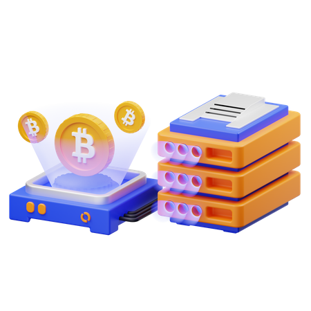 Serveur Bitcoin  3D Illustration