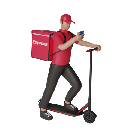 Service de livraison avec scooter à pédales  3D Illustration