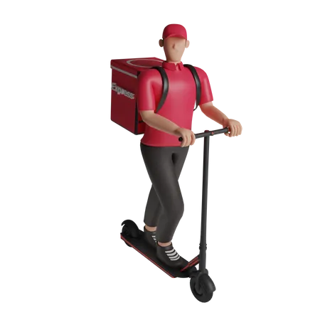 Service de livraison en trottinette  3D Illustration