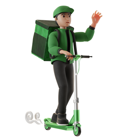 Service de livraison en scooter à aubes  3D Illustration