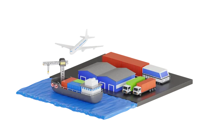 Serviço de transporte e logística  3D Illustration