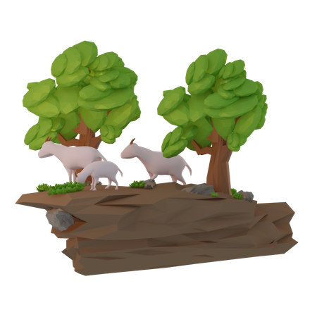 Sheep looking for food  3D Illustration