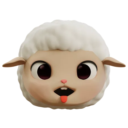 Sheep Sticking Out Its Tongue Emoji  3D Icon