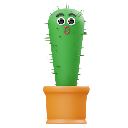 Shocked Cactus  3D Illustration