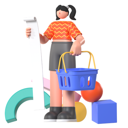 Shopping List  3D Illustration