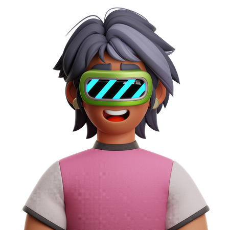 VRを持つショートヘアの女性  3D Icon