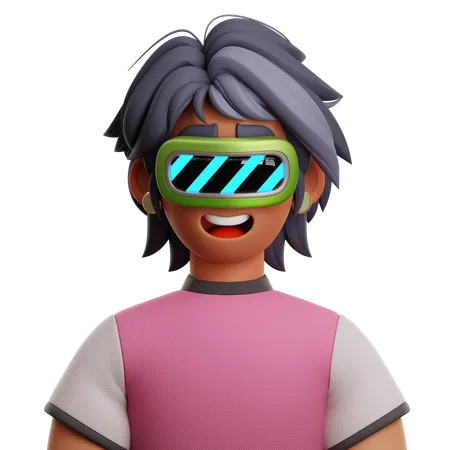 VRを持つショートヘアの女性  3D Icon