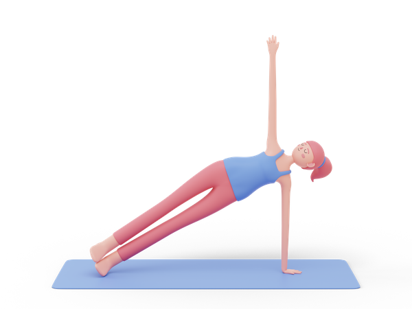 Side Plank Yoga Pose  3D Illustration