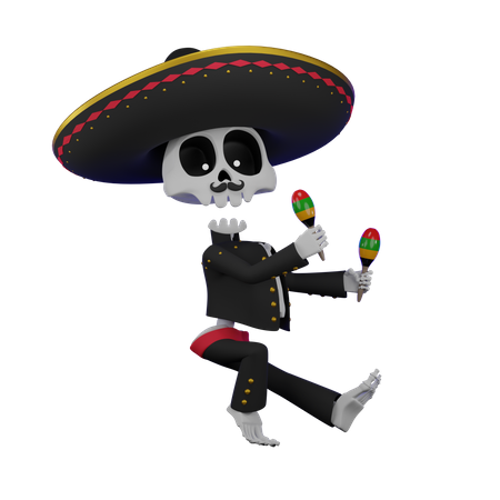 Skeleton Maracas  3D Illustration