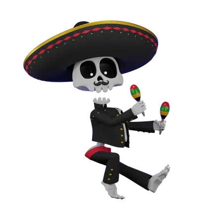 Skeleton Maracas  3D Illustration