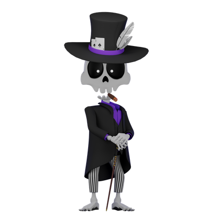 Skull Gambler  3D Illustration