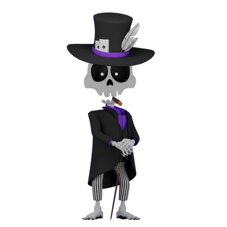 Skull Gambler  3D Illustration