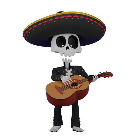 Skull Guitarist  3D Illustration