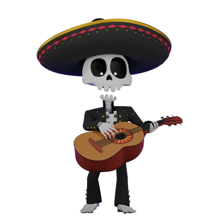 Skull Guitarist  3D Illustration