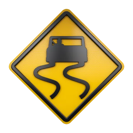 Slippery Road Sign  3D Icon