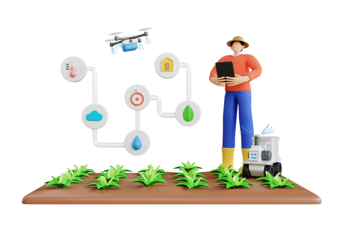 Smart farm application  3D Illustration