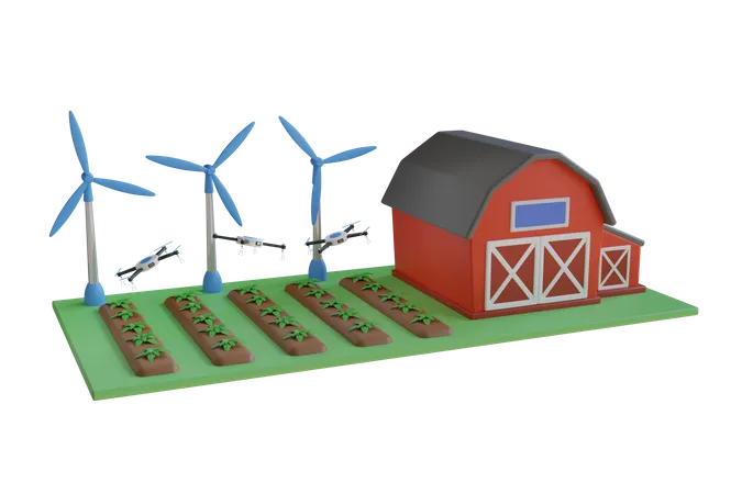 Smart Farming  3D Illustration