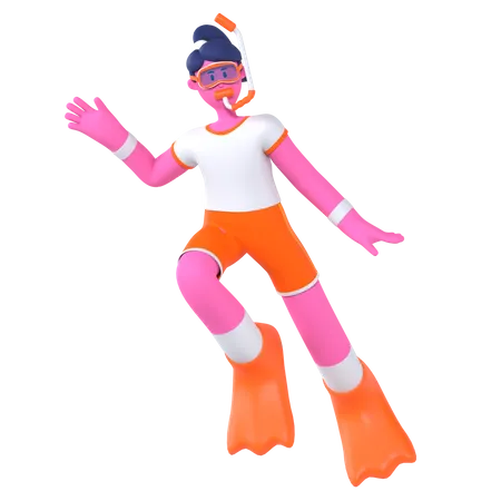 Snorkeling Player  3D Illustration