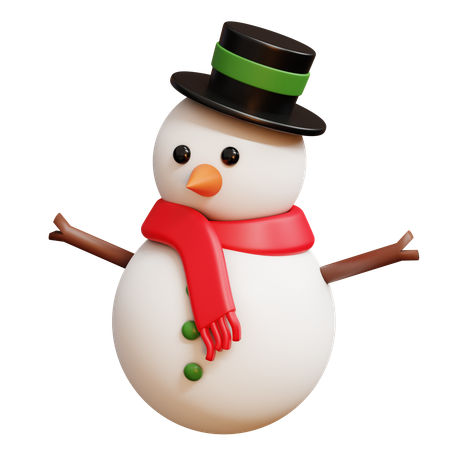 Snowman With Hat  3D Icon