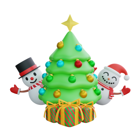 Snowmen And Xmas Tress  3D Icon