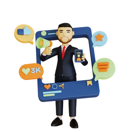 Social Media Influencer  3D Illustration