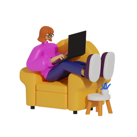 Sofa Surfing, Navigating the New World of Remote Work  3D Illustration