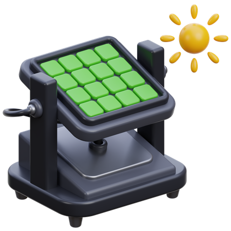 Solar Panel With Sun  3D Icon