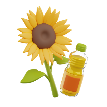 Sonnenblume und Öl  3D Icon