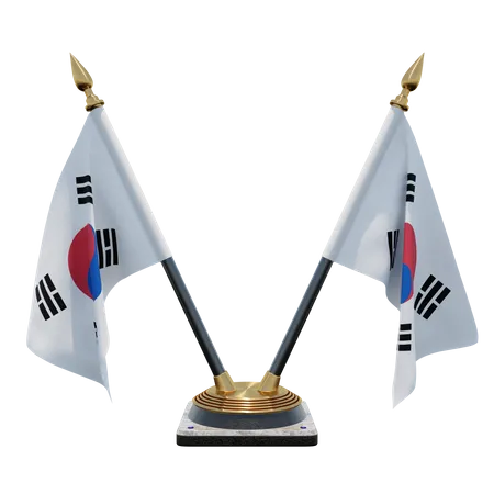 South Korea Double Desk Flag Stand  3D Flag