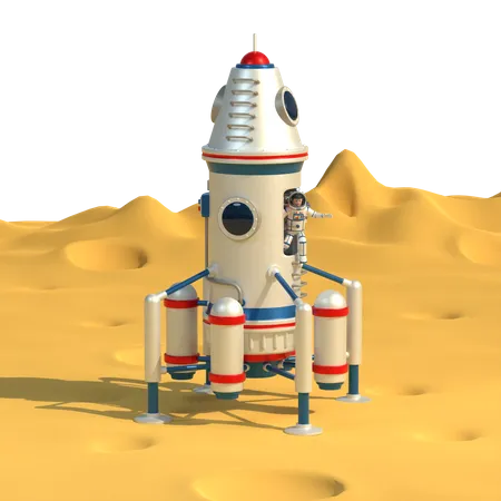 Space module on moon surface  3D Illustration