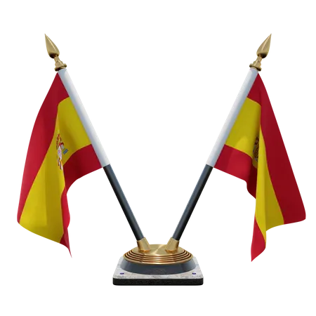 Spain Double Desk Flag Stand  3D Flag