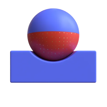 Sphere Resting on Cuboid  3D Illustration