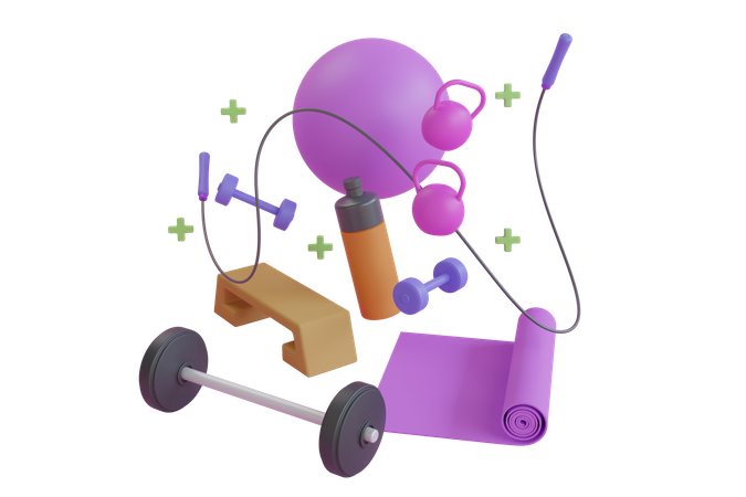 Sport Fitness Equipment  3D Illustration