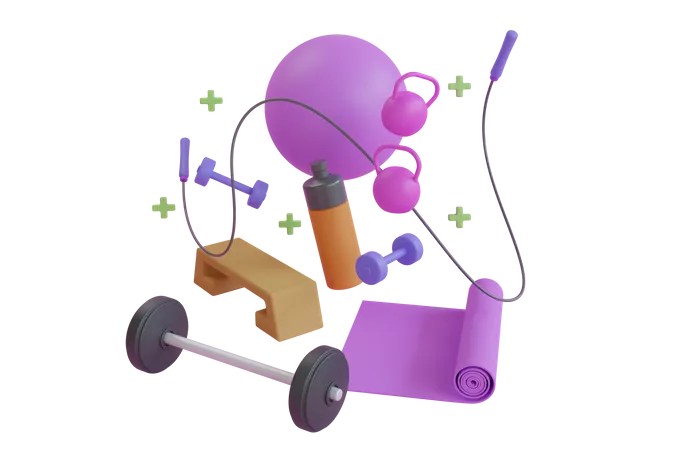 Sport Fitness Equipment  3D Illustration