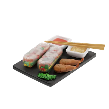 Spring Rolls  3D Illustration