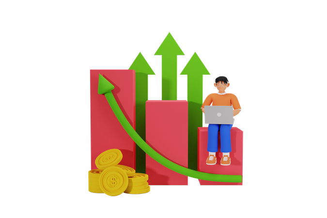 Startup obtendo lucro nos negócios  3D Illustration