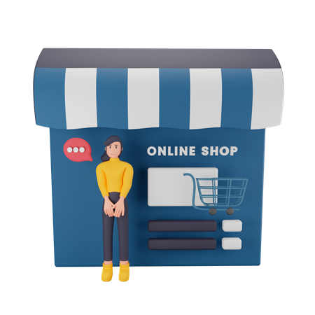 Startup of online shopping business with customer support  3D Illustration