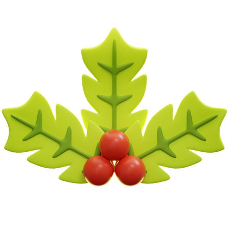 Stechpalmenblätter und Beeren  3D Icon