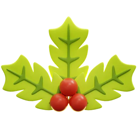 Stechpalmenblätter und Beeren  3D Icon