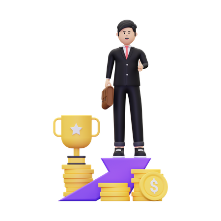 Successful Business Achievement  3D Illustration