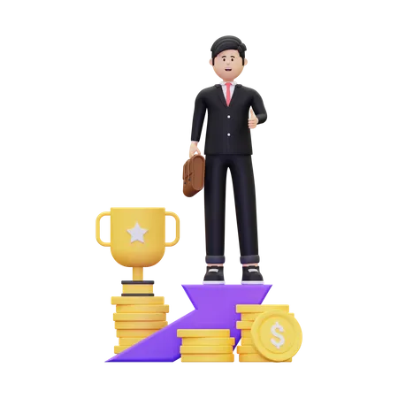 Successful Business Achievement  3D Illustration