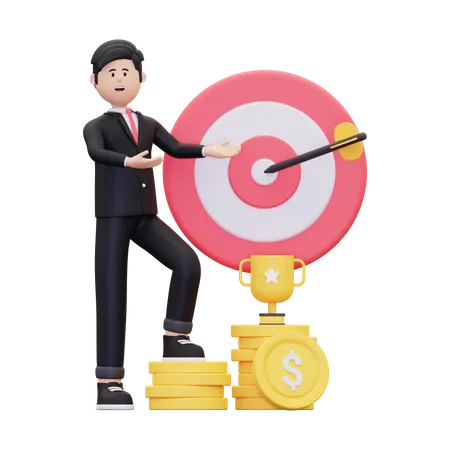 Successful Businessman With Achievement  3D Illustration